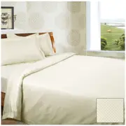 Ramesses Diamond Check Cotton Sateen Dobbly 1350 Thread Count Queen Quilt Cover Set Cream
