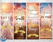4Pcs Church Banners With Scripture Church Banners for Sanctuary Wall Worship