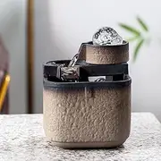 Tabletop Water Fountain Indoor Tabletop Fountain Small Desktop Fountain Office Desk Fountain for Home Office Bedroom Desk Decoration, Ceramic, Brown Office Relaxation Meditation Fountain (Color : A)