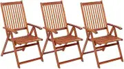 Garden Chair Folding Garden Chairs 3 pcs Solid Acacia Wood Patio Seating