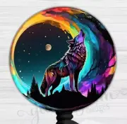 Howling Wolf to Moon Badge Holder, Spiritual Badge Reel, ID Retractable 6594