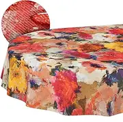 Tablecloth Fabric Washable Tablecloth Table Cloth Easy Care Lotus Effect Dirt and Water-Repellent for Indoor Outdoor Tablecloth Oval 180 x 140 cm Cut Edge Art