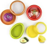 Paifeancodill Silicone Fruit Storage Box,4Pcs Fruit And Vegetable Storage Containers Vegetable Sha Transparent Film Reusable Food Saver Set for Fridge Avocado Onion Tomato and Lemon LeakproofKeeper
