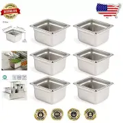 Durable 6 Pack 1/6 Size Hotel Pans with Anti-Jam Features - Ideal for Catering