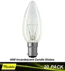 20 x 40W B15 Clear Candle Light Globes Bulbs Lamp Incandescent Small Bayonet SBC