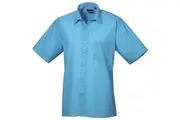 Premier Mens Short Sleeve Formal Poplin Plain Work Shirt (Turquoise) - UTRW1082
