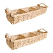2x LVD Wicker Willow Tray Storage Basket Home Organiser Decor 50x17cm Natural