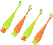 ADOCARN Mini Manual Toothbrush Kids 4 Pcs Cartoon Toothbrush Set Toddler Tooth Brush for Home Travel Use