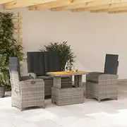 Garden Dining Set with Cushions, Clearance Outdoor Chairs Table, Balcony Patio Furniture, Small Rattan, Exterior Wicker - 4 Piece