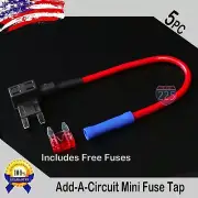 5pcs 16 Gauge Copper Add-A-Circuit Mini APM ATM Blade Piggy Back Fuse + 1A - 40A