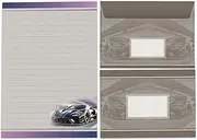 Writing Paper Set Writing Pad Lined with Envelope for Boys Kids Sports Car Racing Car (1 Pad A5 with 25 Sheets + 15 Matching Printed Envelopes)