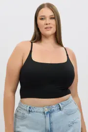 Black Singlet Round Neck Seamless