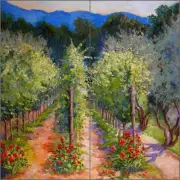 Ceramic Tile Mural Backsplash Margosian Vineyard Vines Landscape Art JM119