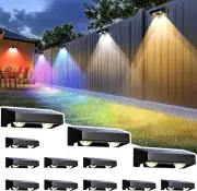 12 Pack, Solar Fence Lights Outdoor, 9 Fixed Colors ＆ Color Changing Fence Sola