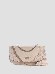 GUESS Women's Beige Tatum Convertible Crossbody Flap Bag