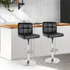 2 X PU Leather Swivel Bar Stool Kitchen Dining Barstool Chair Padded Seat Black