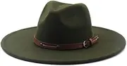 [Generic] Women Men Big Wide Brim Wool Fedora Hat Winter Gentleman Elegant Lady Jazz Church Hats
