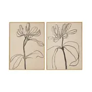Floral Lines Duo Framed Linen Print 125x80cm
