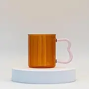 Iced Tea Glass (2 Pack) - Peach Coloured Drinking Tumbler Cups, Premium Glass Tumbler for Hot & Cold Beverages, Iced Coffee or Tea, Water, Soda, Milk, Juice (3 Colours)