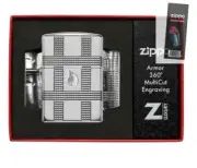 Zippo 49079 Armor Geometric Design 360 cut High Polish Lighter + FLINT PACK