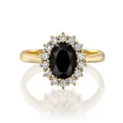 Vintage Simulated Black Onyx Oval Cut Women's Ring Silver 925 Art Deco