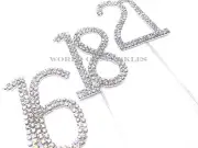 6cm Silver Diamante Diamond Rainbow Unicorn Cake Pick Topper 10-90 Numbers
