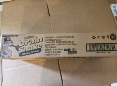 NIP - 36 Count of 17" Drain Snake Drain Uncloggers W/Display Hanger