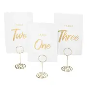 Gold Table Number Holders 1-30 Wedding Set | Elegant Double Sided Gold Foiled...