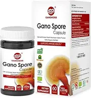 Organic Reishi Mushroom Spore Capsules with 100% Ganoderma Lucidum Spore Powde for Boost Immune System,Vegan,All Natural,Non-GMO & Gluten Free,60 Veggie Capsules