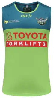 Canberra Raiders Training Singlet Sizes Small - 3XL Green/Cactus NRL ISC 22