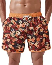 [Arcweg] Men's Swim Shorts 2 in 1 Vintage Swimming Trunks with Compression Liner Quick Dry Surfing Stretchy Beach Shorts