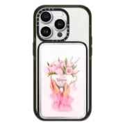 PowerThru Power Bank Mirror Slim Power Bank MagSafe Compatible Floral coffee