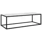 Coffee Table Black with White Marble Glass 120x50x35 cm