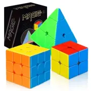 Speed Cube Set 3 Pack - Magic Cube Set with 3x3 & 2x2 Speed Cubes, Pyramid Cu...