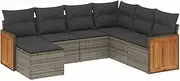 vidaXL Garden Sofa Set - Grey Poly Rattan Modular Furniture with Cushions and Storage - 7 Piece Outdoor Lounge for Patio/Terrace