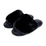 Annabel Trends Womens Closed Toe Indoor Slippers Pair Cosy Luxe - Black