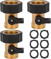 3 Pack 3/4" Brass Garden Hose Shut Off Valve1-Way Restricted Flow Water Shut