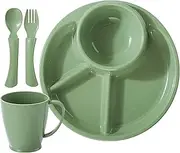 Portion Control Plate | Portion Control Divider Plates,Oval Shape Tableware Bowl with Water Cup for Apartment Motor Home Canteen Kindergarten Restaurant