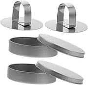 iplusmile 4pc Sugar Cookie Mold Kit Round Candy Tins Biscuit Cutters Press Korean Sugar Candy Making Tools Cookie Tin Box