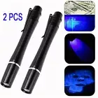 2Pcs UV LED Torch Blue Purple Flashlight Ultra Violet Pen Light Detection Lamp