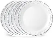 [CORELLE] 6-Piece 10.25" Dinner Round Plates, Vitrelle Triple Layer Glass, Lightweight Round Plates, Large Round Plates, Chip and Scratch Resistant, Microwave and Dishwasher Safe, Caspian
