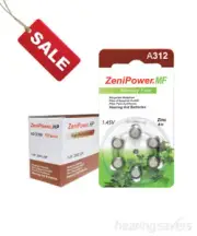 Box of ZeniPower Hearing Aid Batteries size 312 (A312) Pack of 60