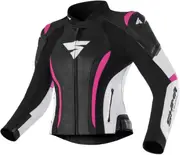 SHIMA Miura 2.0 Ladies Motorcycle Leather Jacket, black-white-pink, Size 32 for Women Black White Pink