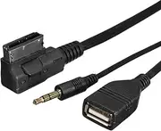 Music MDI AMI MMI Interface USB AUX Cable Lightweight for A6L A8L A4L A1 S5 Black