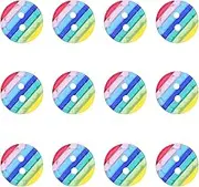 eMagTech 100PCS Rainbow Stripe Buttons 12mm Round Resin Sewing Buttons 2 Holes Decorative Buttons for DIY Sewing Crafts Knitting Coat Costume Crochet Scrapbooking