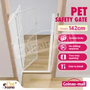 Safety Gate Pet Dog Cat Security Retractable Fence Guard Door Extra Tall 142cm