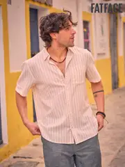 FatFace Orange Short Sleeve Fine Stripe Shirt (AL9540) | $102