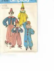 7162 Simplicity Sewing Pattern Size 10 & 12 Clown Costume 1975 Vintage Uncut