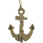 Willow & Silk Handmade 63cm Wooden Anchor Wall Art w/3 Coat Scarf Key Hooks