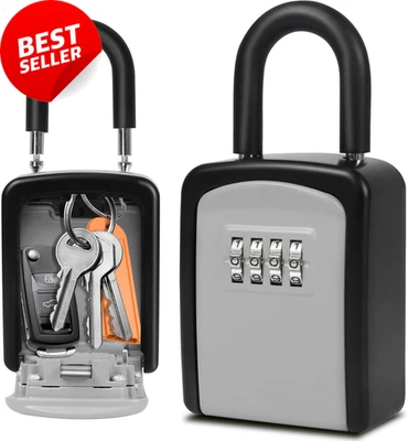 Key Safe Portable Key Lock Box Wall Mounted with Removable Shackle Indoor Outdoo